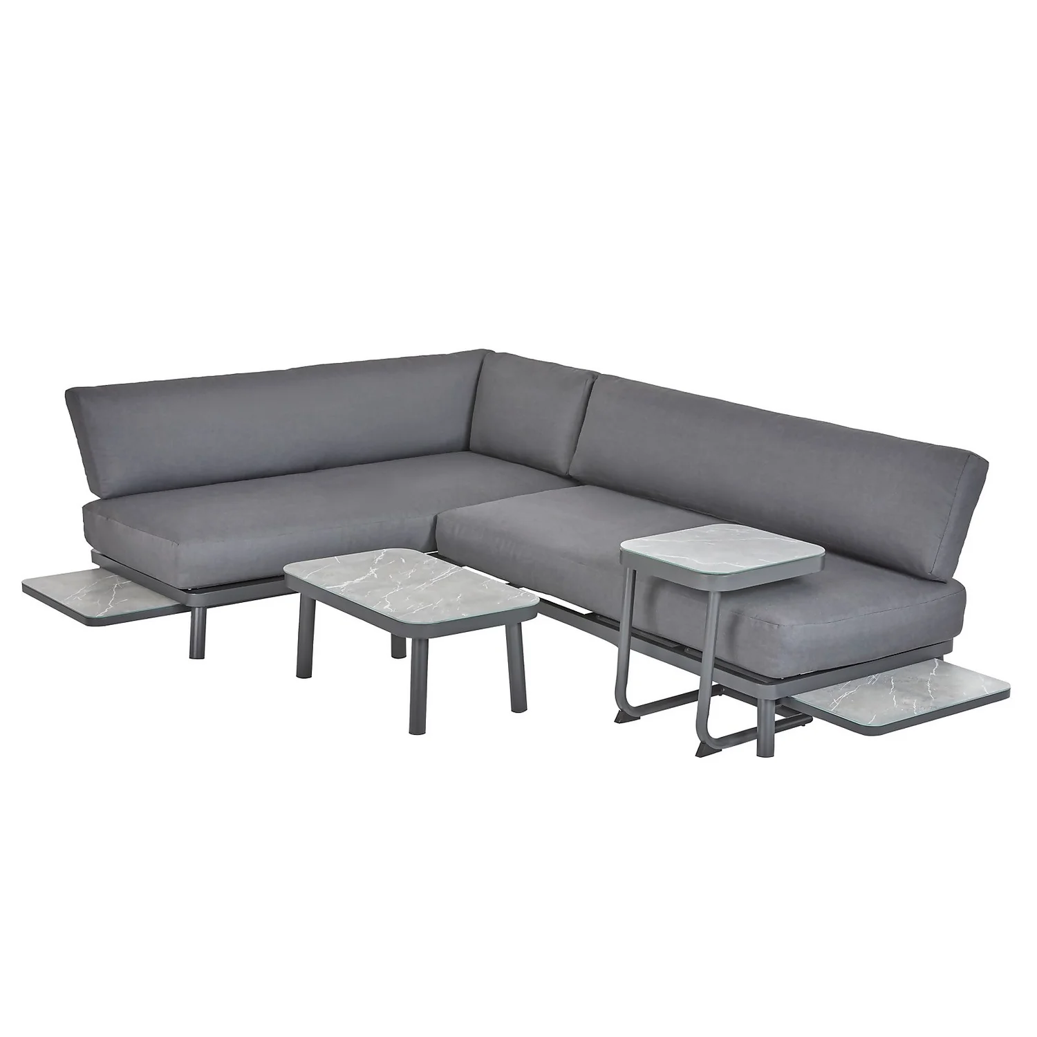 Heba Grey Metal Garden Corner Sofa Set 6 Heba Grey Metal Garden Corner Sofa Set - Image 6
