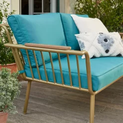 Omari Metal Garden Sofa Set - Teal & Gold -Garden Tool Store 14005703 3075022638036340