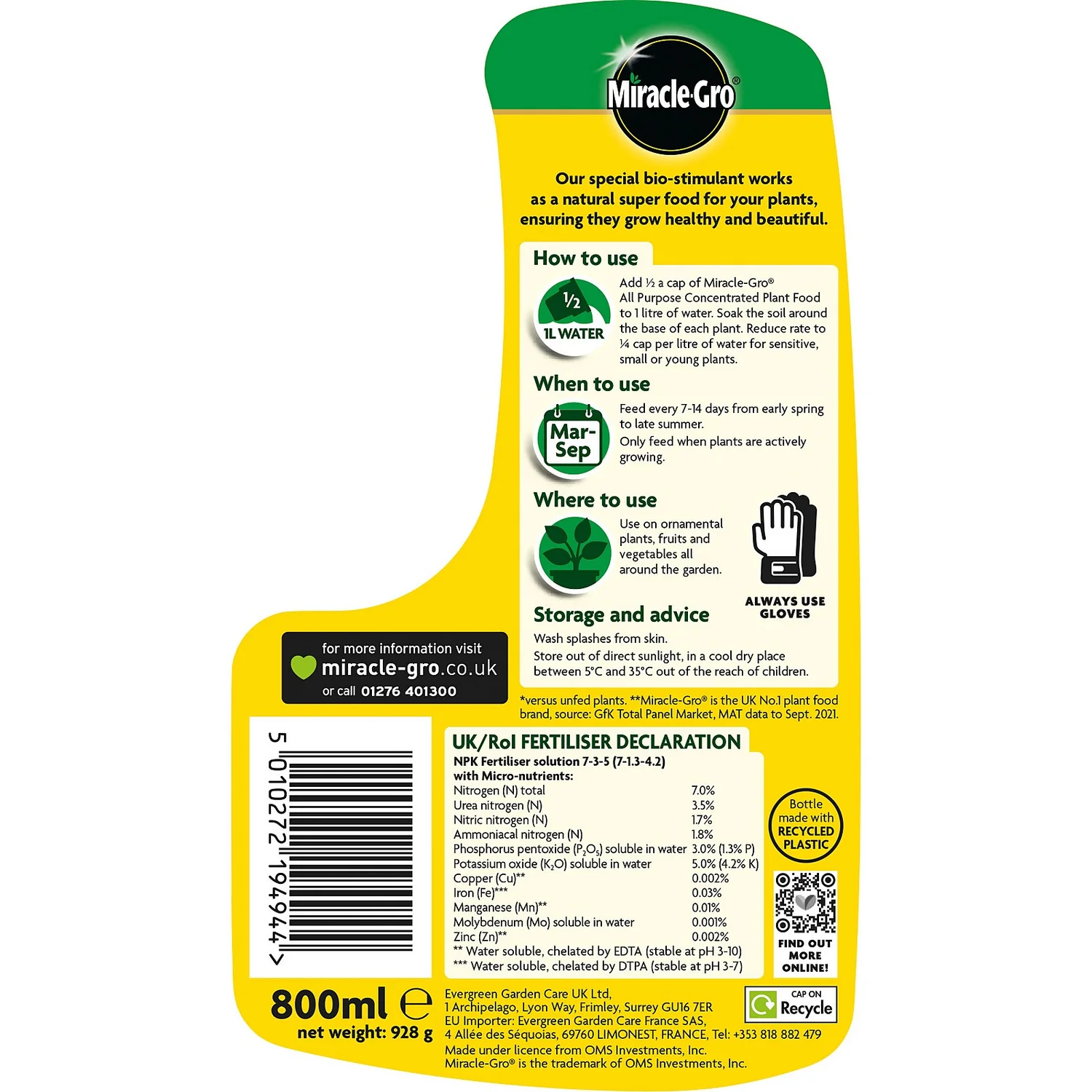 Miracle-Gro All Purpose Concentrated Liquid Plant Food 800ml 4 Miracle-Gro All Purpose Concentrated Liquid Plant Food 800ml - Image 4