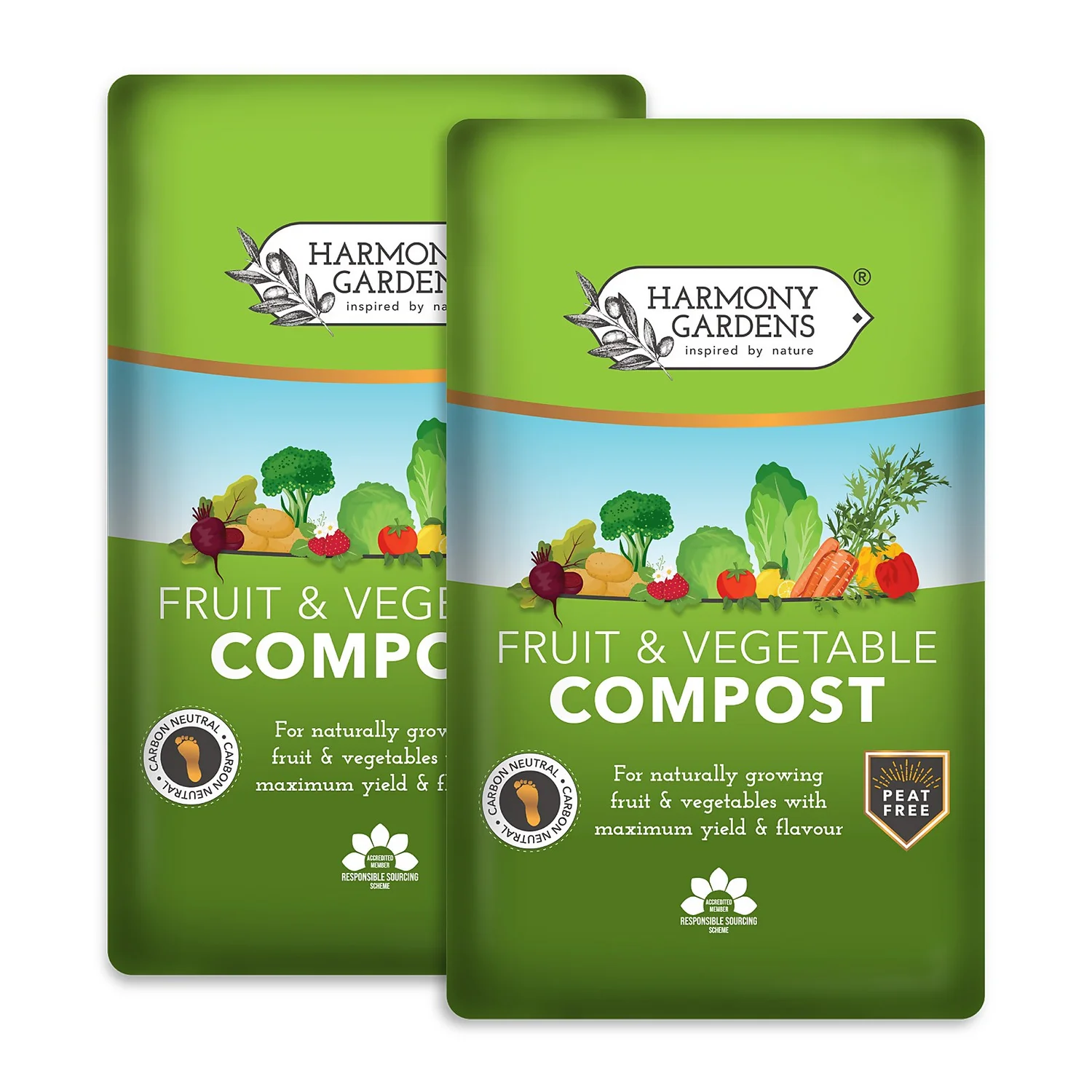 Harmony Gardens Fruit And Vegetable Compost - 2 Bags (Total 80 Litres / 30.2Kg) 1 Harmony Gardens Fruit And Vegetable Compost - 2 Bags (Total 80 Litres / 30.2Kg)