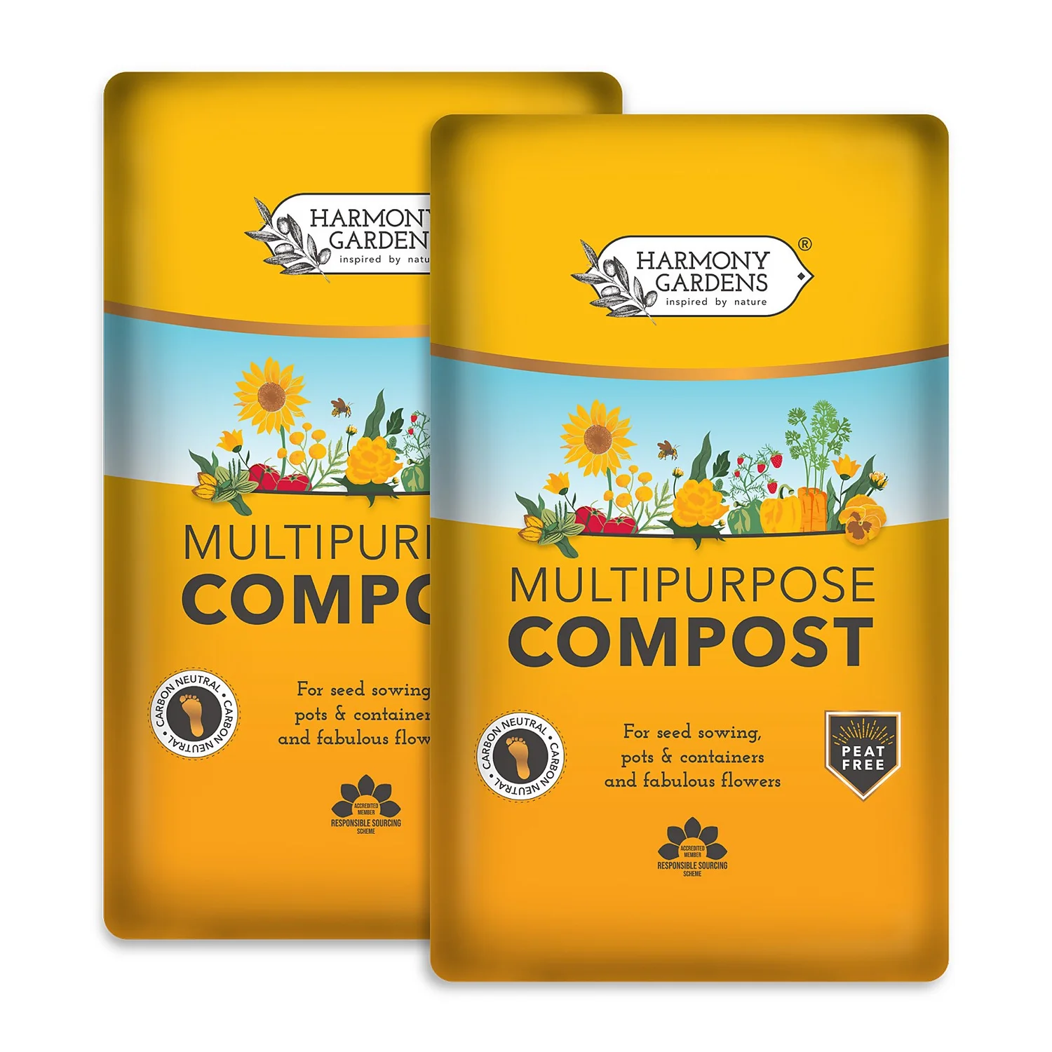 Harmony Gardens Multipurpose Compost - 2 Bags (Total 100 Litres / 23Kg) 1 Harmony Gardens Multipurpose Compost - 2 Bags (Total 100 Litres / 23Kg)