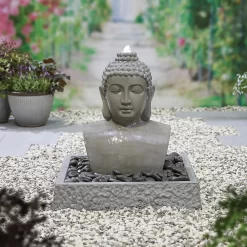 Stylish Fountain Lotus Buddha Water Feature With LEDs -Garden Tool Store 14519362 1725047822576716