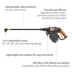 Worx Nitro Brushless Hydroshot Cordless Pressure Washer -Garden Tool Store 14537894 6565044395731637