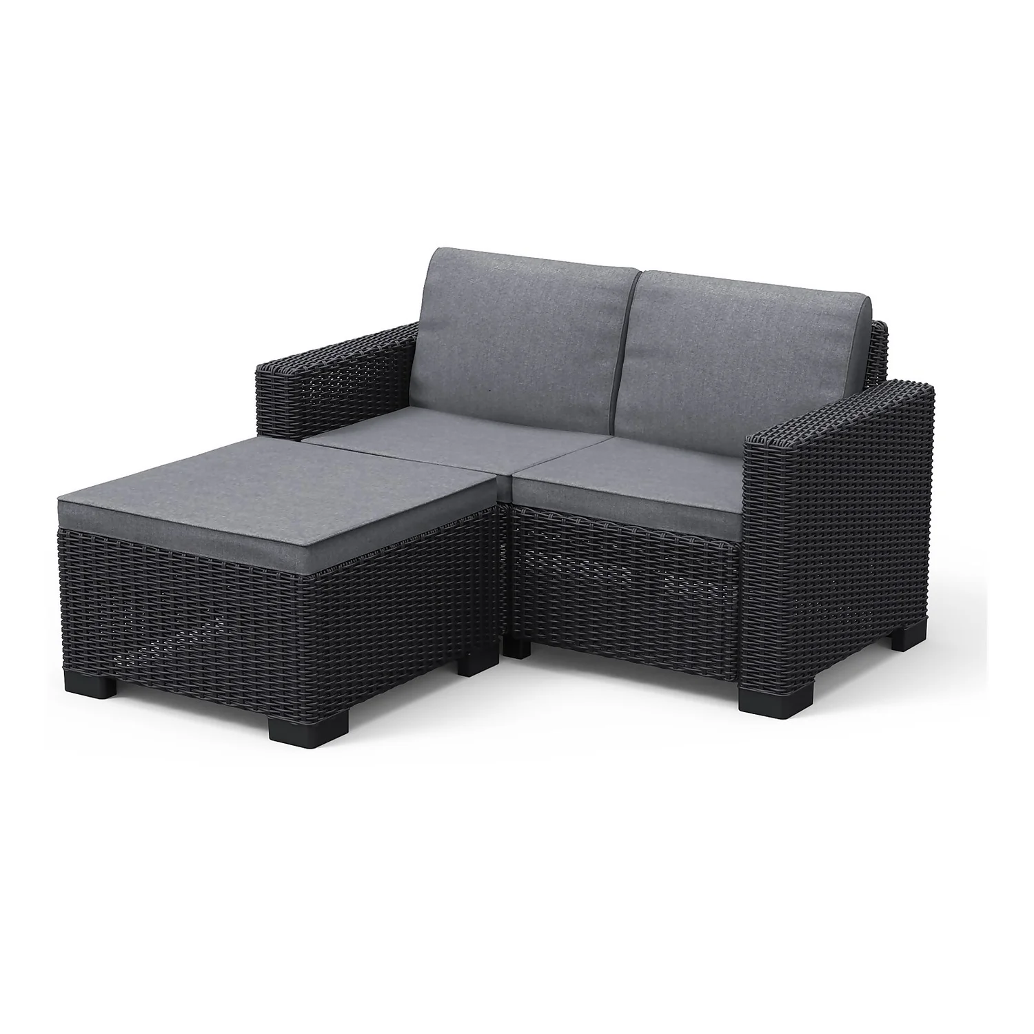 Keter California 2 Seater Outdoor Balcony Garden Furniture Chaise Lounge - Graphite With Grey Cushions 1 Keter California 2 Seater Outdoor Balcony Garden Furniture Chaise Lounge - Graphite With Grey Cushions
