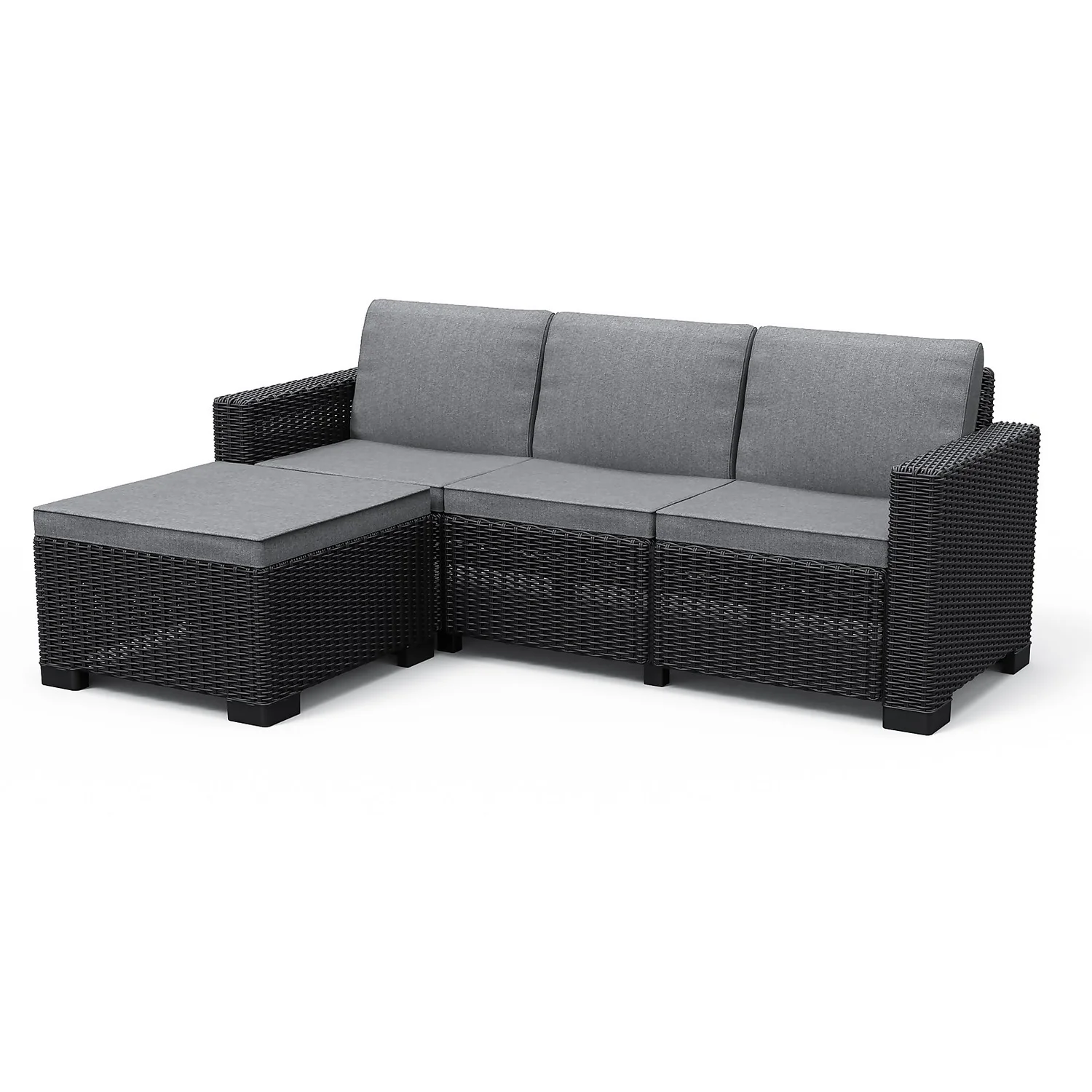 Keter California 3 Seater Outdoor Garden Furniture Chaise Longue - Graphite With Grey Cushions 1 Keter California 3 Seater Outdoor Garden Furniture Chaise Longue - Graphite With Grey Cushions