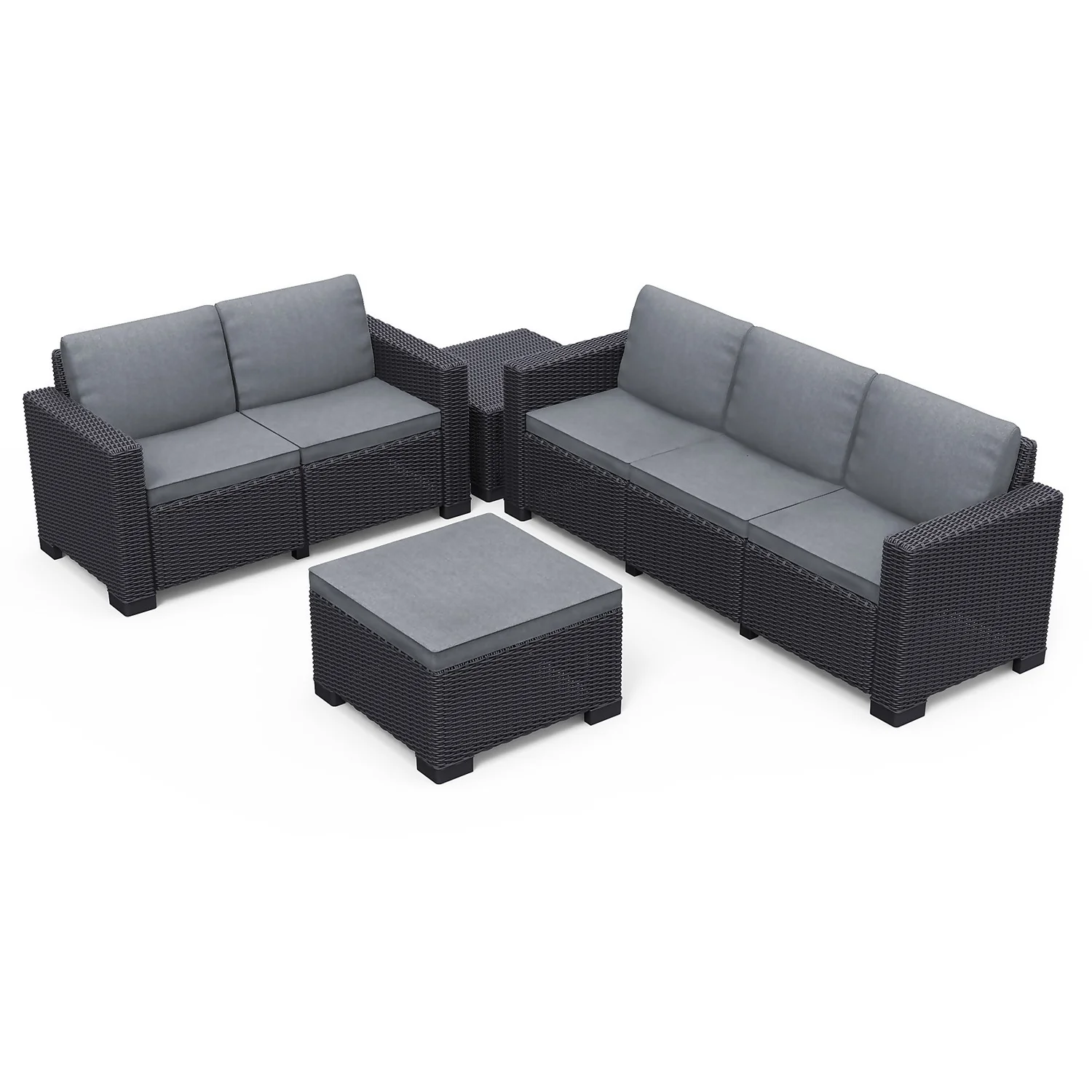 Keter California 5 Seater Outdoor Garden Furniture Lounge Set - Graphite With Grey Cushions 1 Keter California 5 Seater Outdoor Garden Furniture Lounge Set - Graphite With Grey Cushions