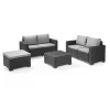 Keter California 5 Seater Double Sofa Outdoor Garden Furniture Lounge Set - Graphite With Grey Cushions